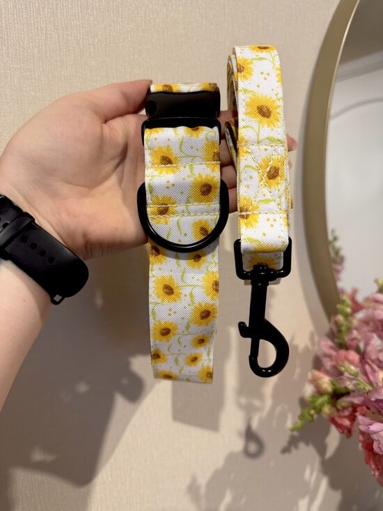 SUNFLOWERS L SIZE COLLAR+300CM LEASH